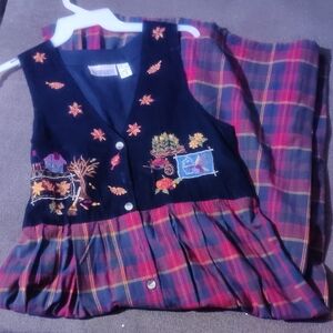 Embroidered Plaid Dress